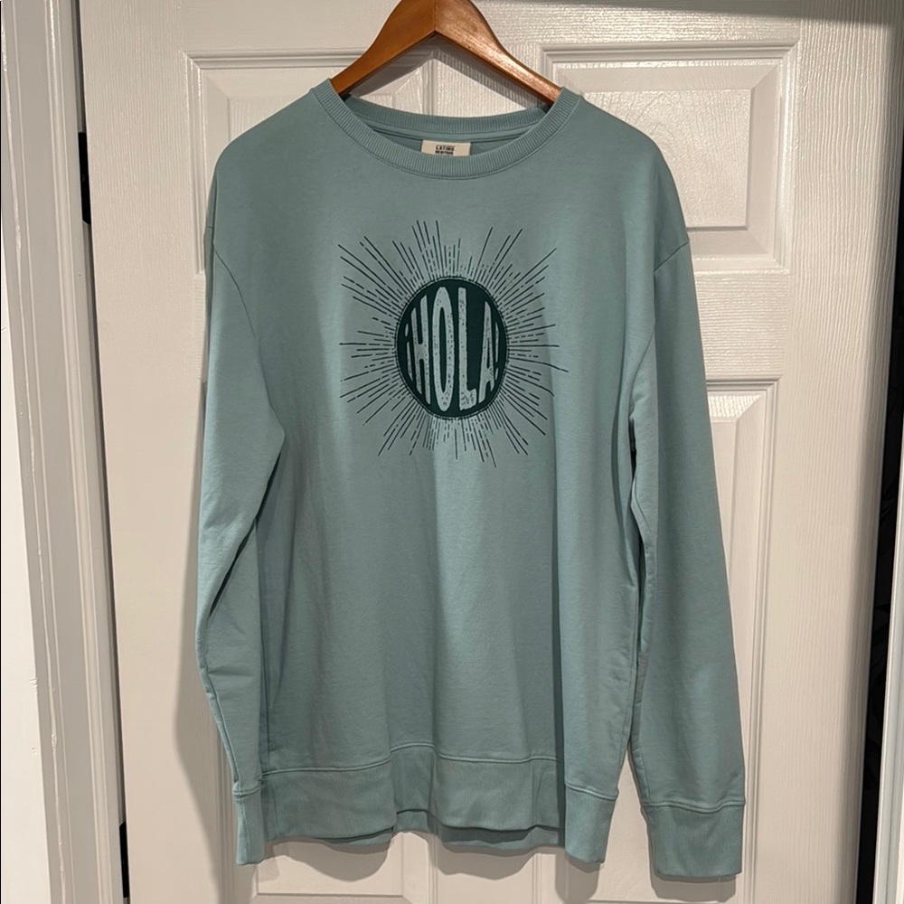 Hola Graphic Men's Sweater - Sea Green Size M